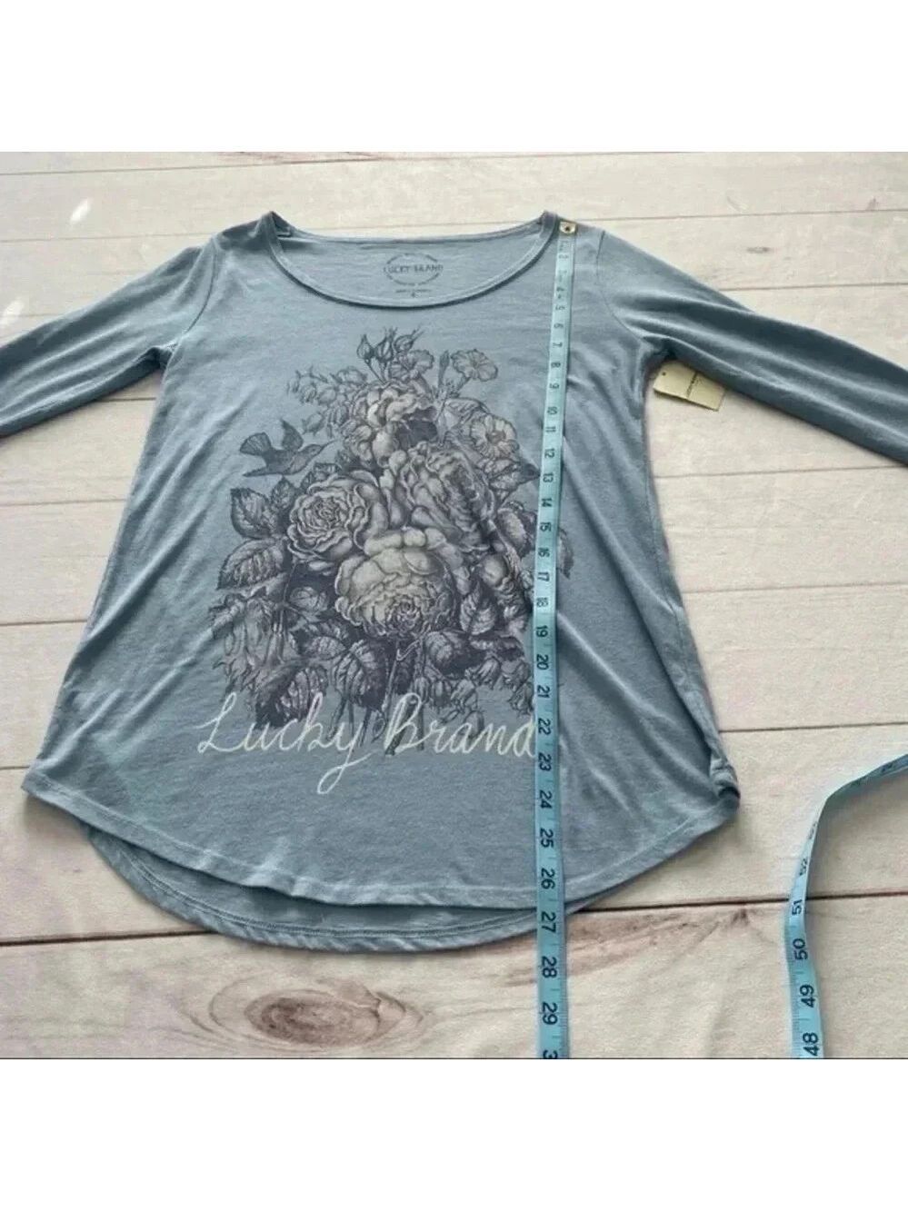 NWT Lucky Brand Blue Floral Tee Womens Size Small - Picture 7 of 15